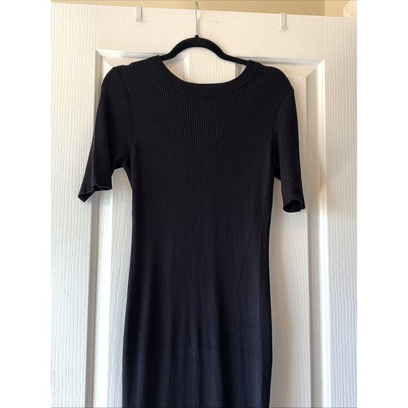 J Crew Black Crewneck Ribbed Knit Sweater Midi Dress Womens Small - Picture 2 of 8